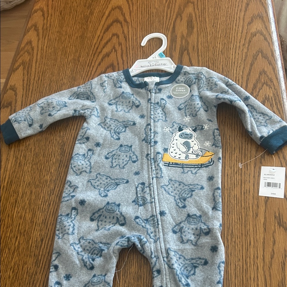 Carter's Gray and Blue Monster Footie
